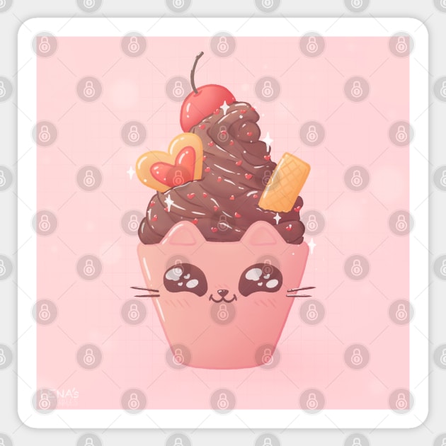 Chocolate Soft Serve Cat Sticker by LenasScribbles